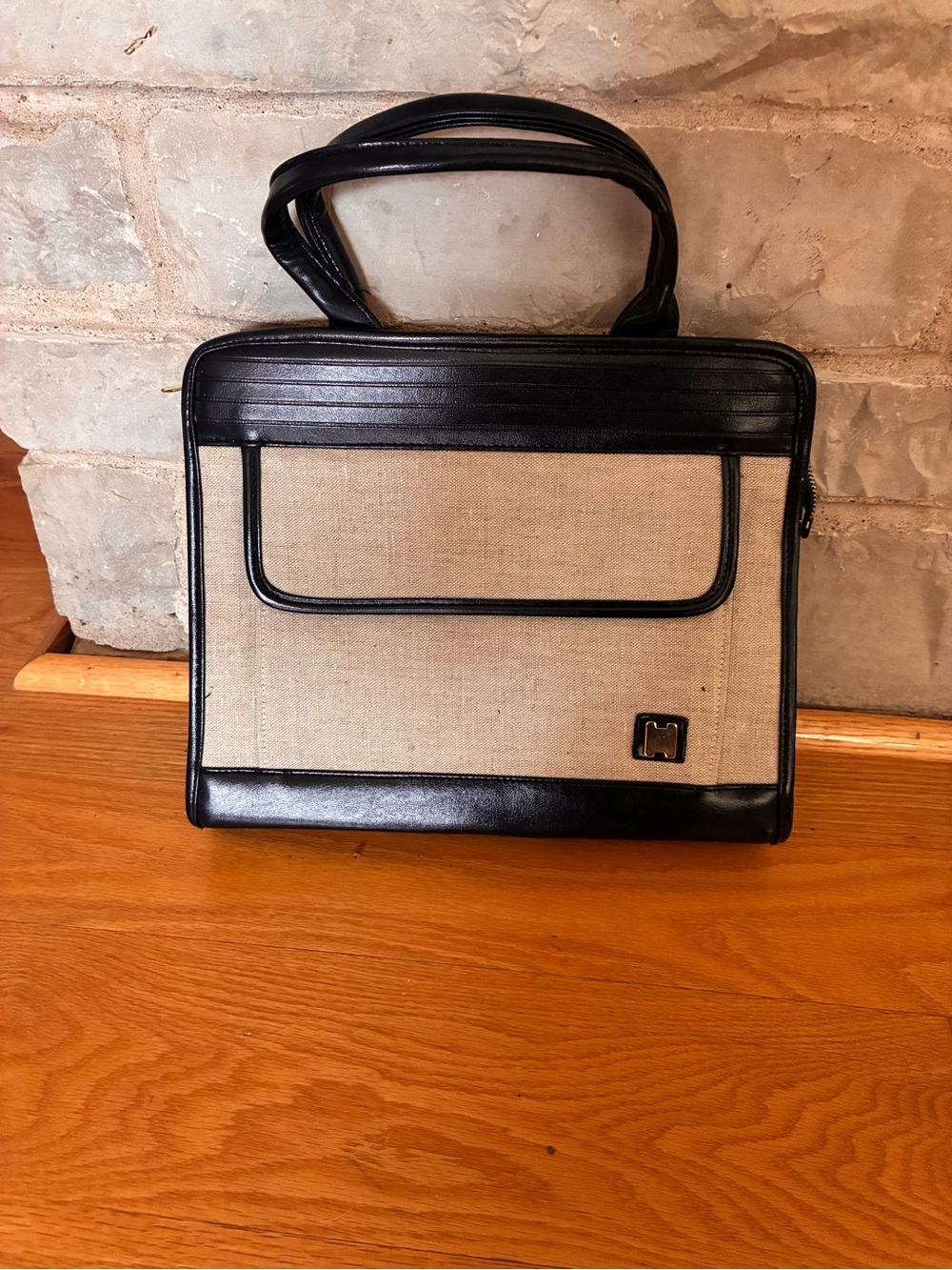 Men's Canvas and Navy Trim Briefcase Tote